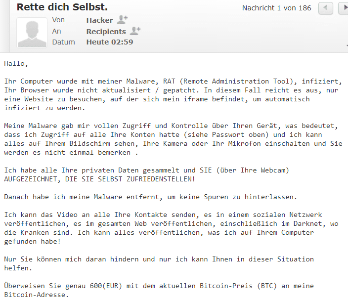 Faktencheck: E-Mail mit dem Betreff: Rette dich Selbst.