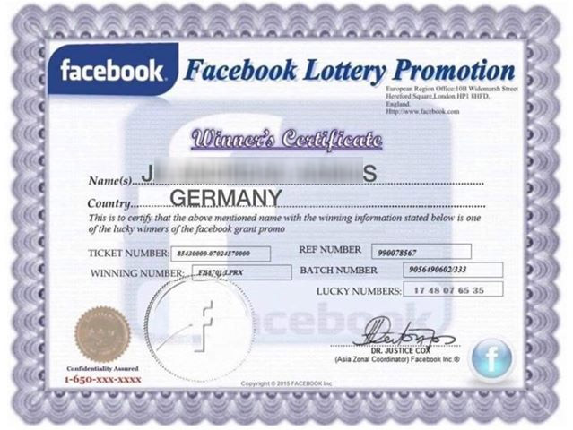 Facebook Lottery Fake