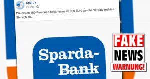Sparda Bank verschenkt 20.000 €: Plumper Fake!