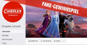 Fake Facebook page “Cineplex Lörrach”