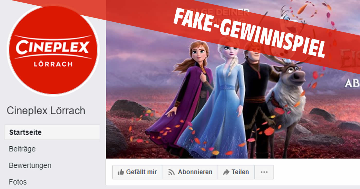 Gefälschte Facebook-Seite "Cineplex Lörrach"