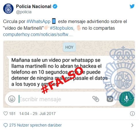 Screenshpt / Twitter: Polizei Spanien