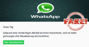 WhatsApp-Mail „Aktualisierung notwendig“