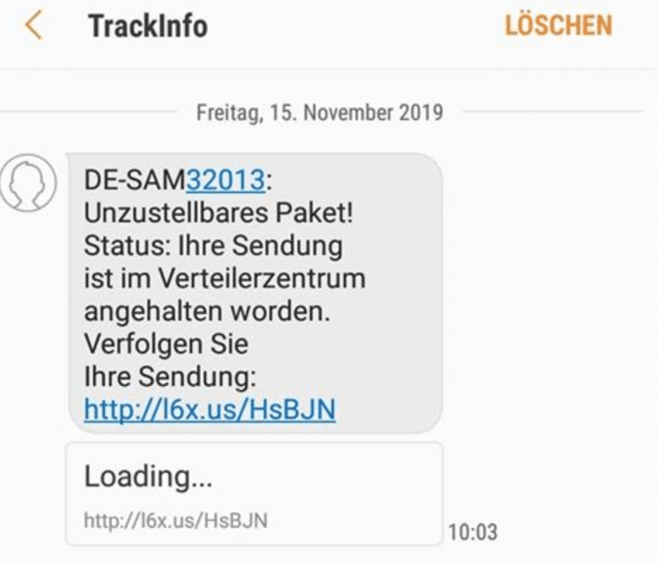 Die betrügerische SMS zur Paketverfolgung
