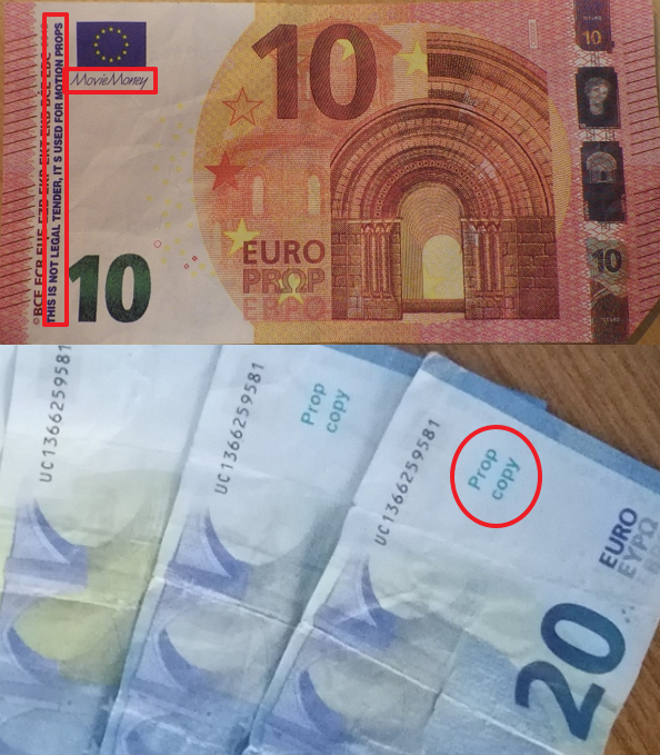 Das Falschgeld hat bestimmte Aufdrucke, Bildquelle: PP/Kreispolizeibehörde Ennepe-Ruhr-Kreis