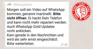 WhatsApp fake: The Martinelli virus with WhatsApp Gold updates
