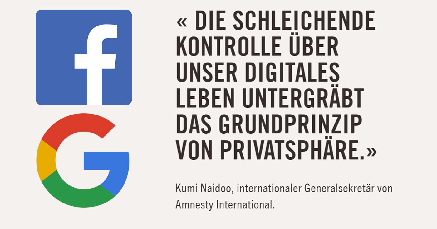 Amnesty International: Google und Facebook bedrohen Menschenrechte