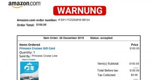 Amazon-Phishing: „Princess Cruises Gift Card“ stornieren