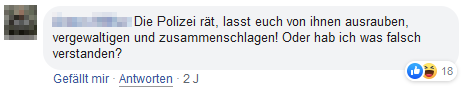 Ein Nutzer interpretiert den Ratschlag der Polizei