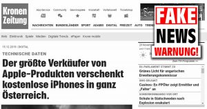 Krone Fälschung berichtet über verschenkte iPhones