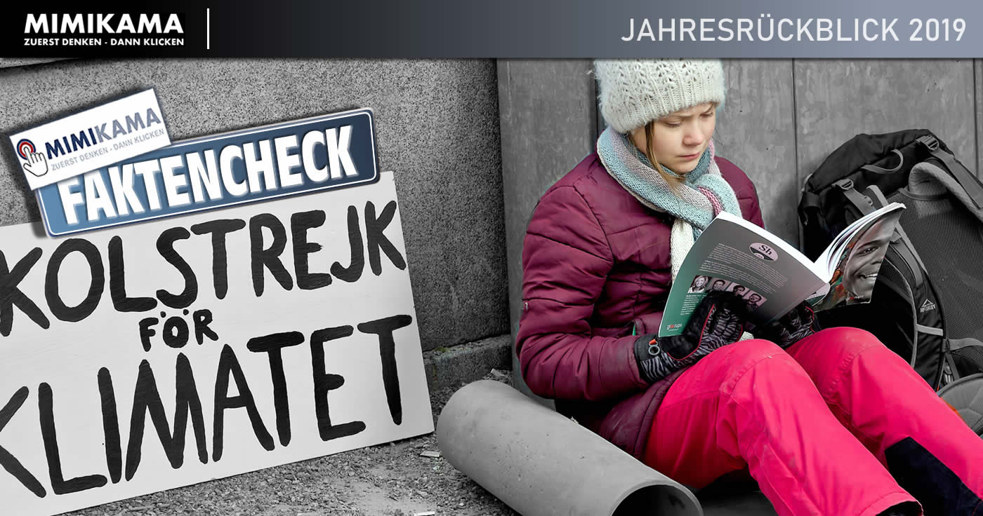 Jahresrückblick 2019: Greta sitzt mit selbstgebasteltem Pappschild an einer Hauswand in Schweden auf dem Boden