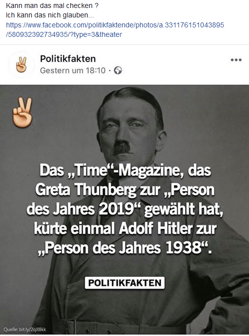 Hitler und Thunberg: Personen des Jahres