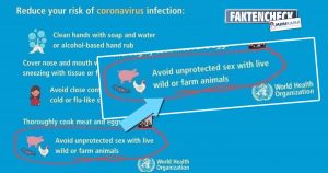 Manipuliertes Sharepic der WHO: „Reduce your risk of coronavirus infection“ (Faktencheck)
