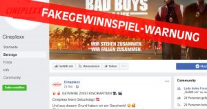 Cineplexx page faked – beware of data collectors!