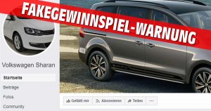 „Volkswagen Sharan“ – gefälschte Facebook-Seite lockt mit Gewinnspiel
