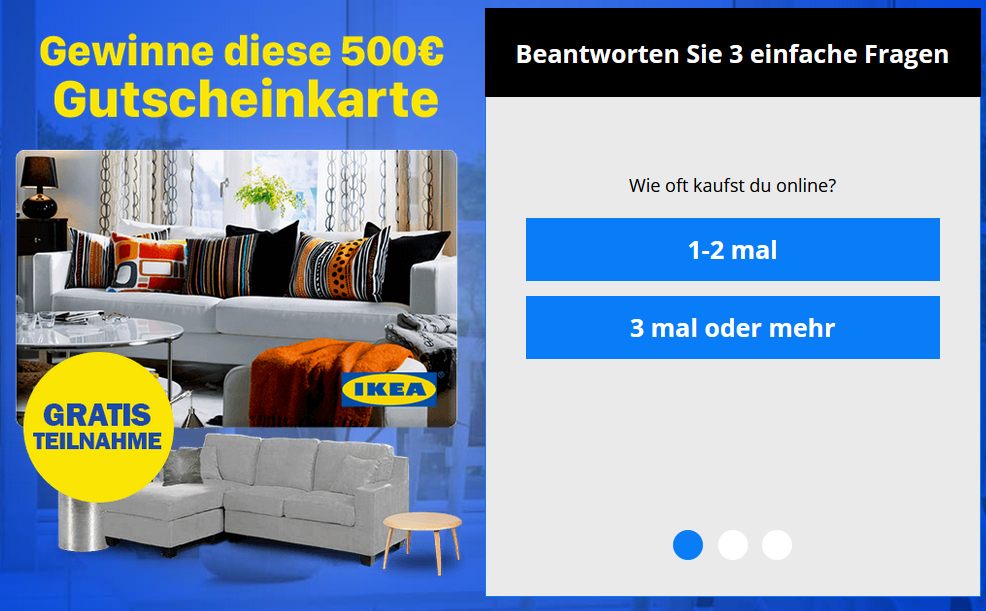 Die Seite ist in IKEA-Farben gestaltet