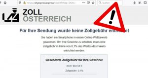 Falle durch gefälschte E-Mail von „Zoll Österreich“