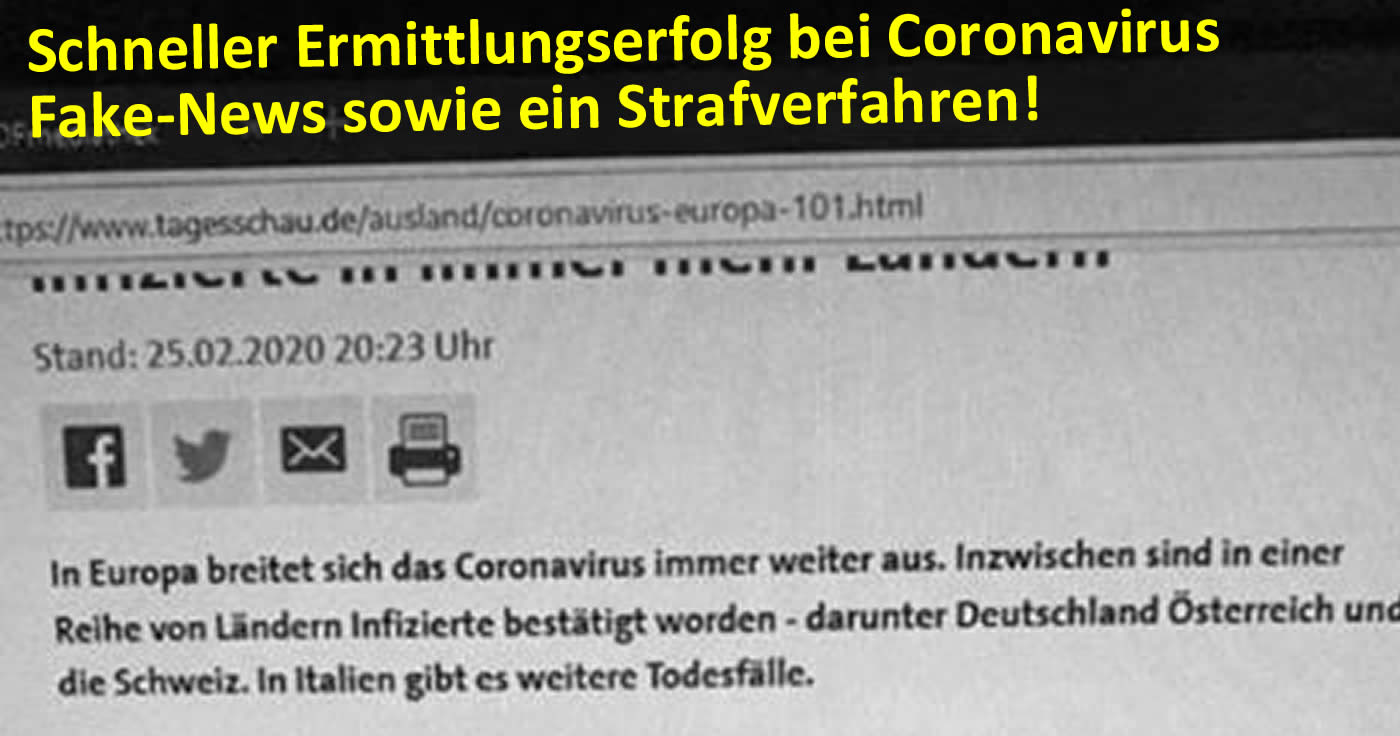Strafverfahren: Ermittlungserfolg bei Coronavirus Fake-News