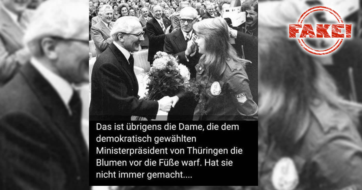 Überreicht Susanne Hennig-Wellsow Erich Honecker einen Blumenstrauß?