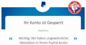 PayPal-Phishing: „Ihr Konto wurde verwendet,…“