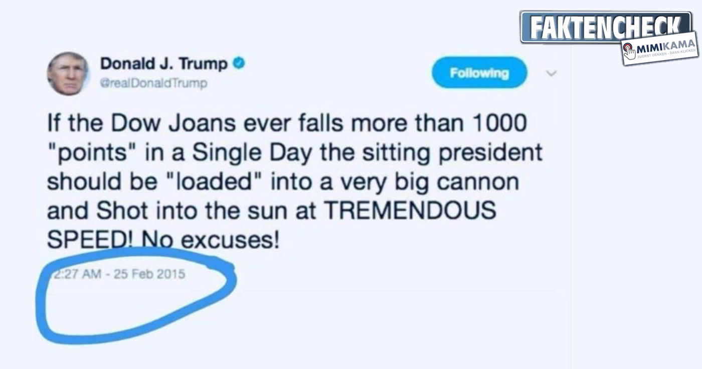 Fake-Tweet "Dow Joans" im Namen von Donald Trump