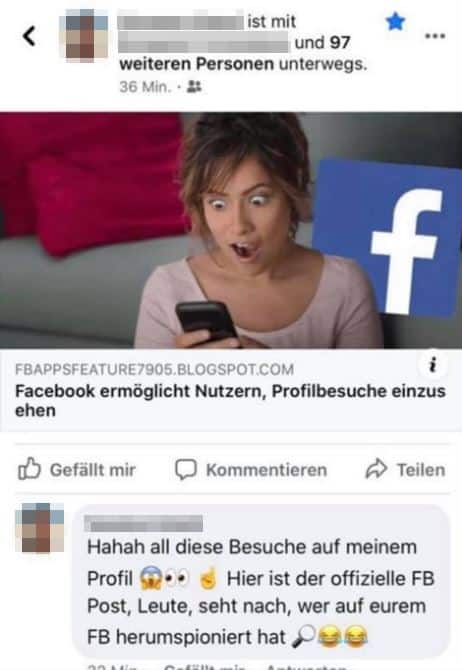 Screenshot des Beitrags mit den gefälschten Profile Viewer