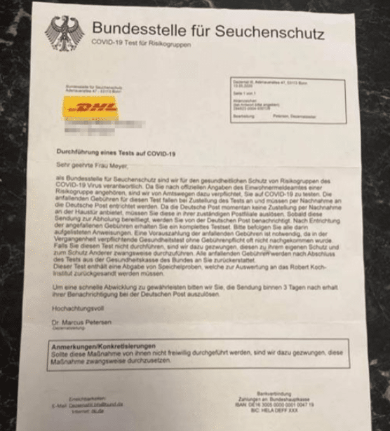 Screenshot des Schreibens