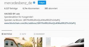 Instagram: Mercedes-Benz Deutschland – Account gehackt und missbraucht