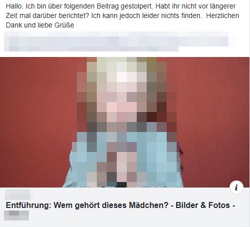 Anfrage zu einem entführten Mädchen