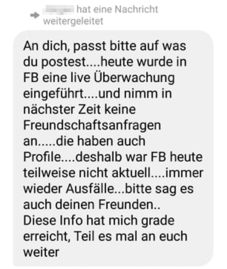 Angefragte Meldung auf Facebook