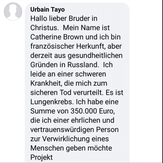 Screenshot der angefragten Nachricht