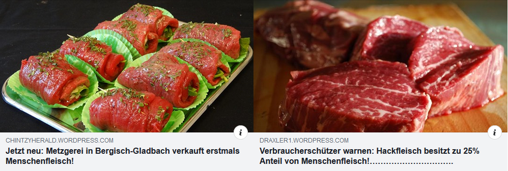 Zwei Artikel über Menschenfleisch