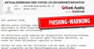 Phishing: Be careful, fake emails in the name of Bank Austria are on the way