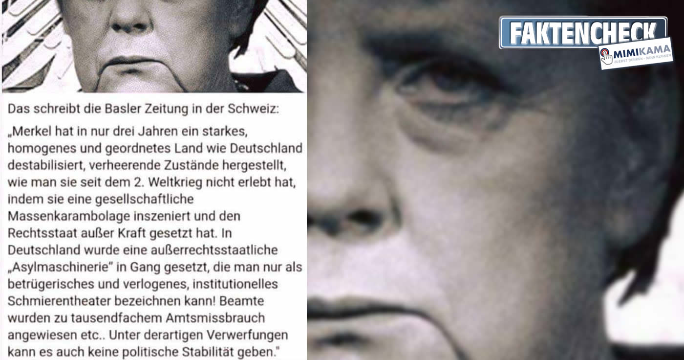 Schrieb die Basler Zeitung über Merkel und "destabilisiertes Deutschland"? (Faktencheck)