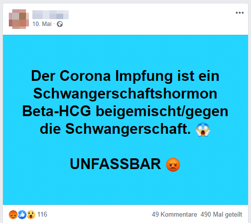 Corona Impfung und Schwangerschaftshormon gegen Schwangerschaft: Fake! – mimikama.org Corona Impfung?