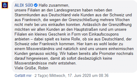 Aufregung um einen Aldi-Gutschein bei 60 €-Einkauf im Dreiländereck – mimikama.org Quelle: Facebook