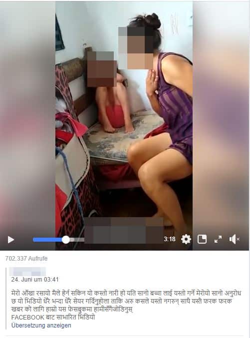 Screenshot des geteilten Videos auf Facebook