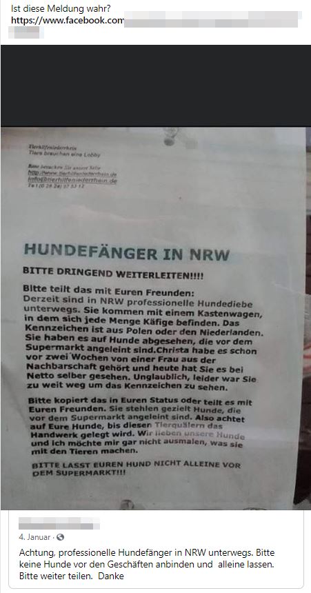 Screenshot des angefragten Beitrag auf Facebook Screenshot des angefragten Beitrag auf Facebook