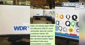 Hoax: „Mitarbeiter“ vom WDR kündigt zweiten Lockdown an