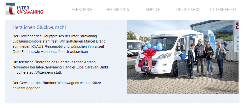 Liebe Caravanfreunde! Echt jetzt? – mimikama.org Screenshot der Webseite von intercaravaning.de