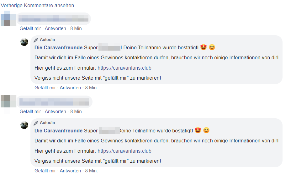Liebe Caravanfreunde! Echt jetzt? – mimikama.org Screenshot / Facebook