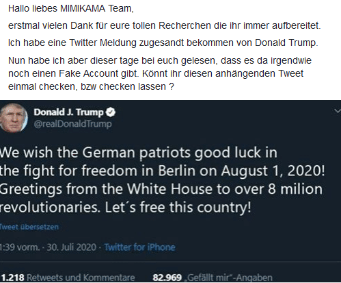 Anfrage zum Trump-Tweet