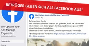 Facebook-Falle: Vorsicht bei der „Facebook“-Seite „We Update Your Ads Manage Payments“