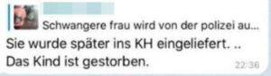 Berlin-Demo b2908: Schwangere Frau verlor nicht ihr Kind nach Polizeieinsatz – mimikama.org Screenshot Facebook: Kommentar