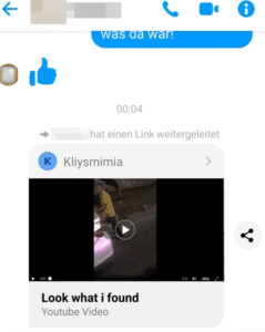 Screenshot des Videos via Facebook-Messenger Screenshot des Videos via Facebook-Messenger