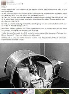 Angefragter Facebook-Statusbeitrag über Laika Angefragter Facebook-Statusbeitrag über Laika