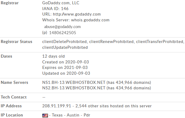 Die WHOIS-Daten der Seite, Quelle: Domaintools.com