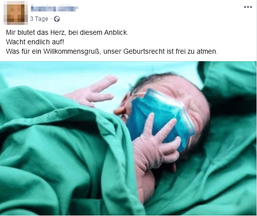 Ein Neugeborenes mit Schutzmaske?