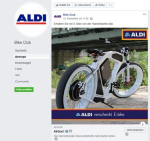 Screenshot der gefälschten Facebook-Seite Screenshot der gefälschten Facebook-Seite