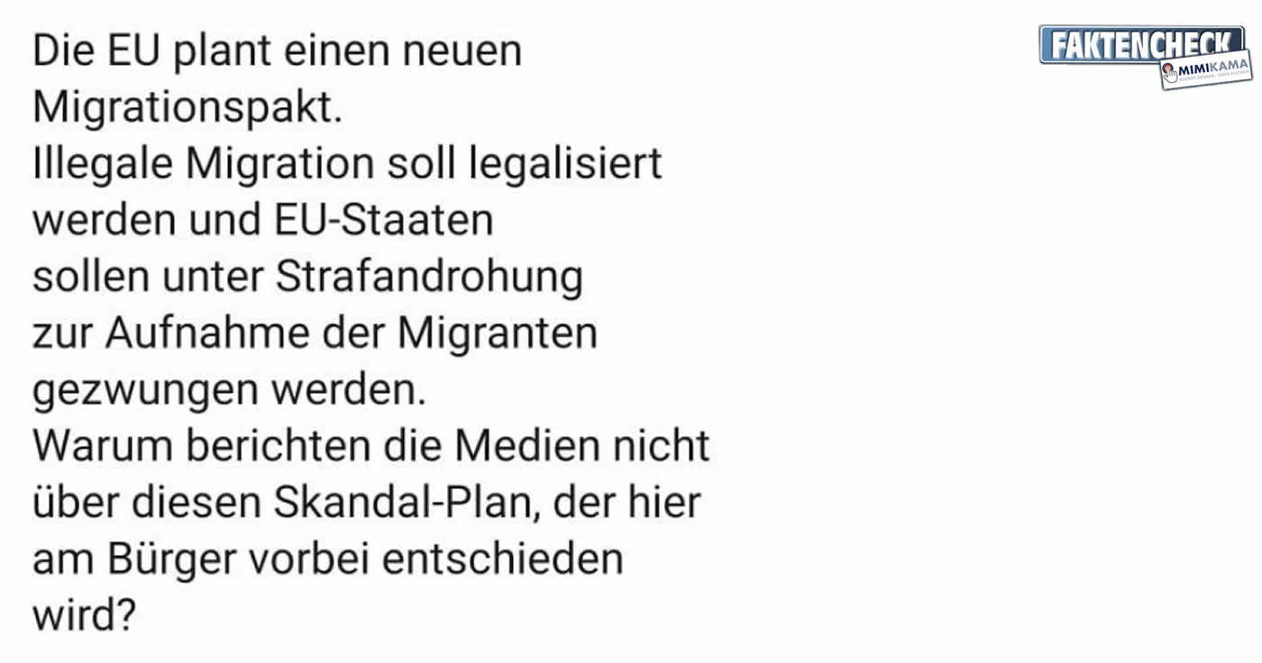 Falschbehauptung über den neuen EU-Migrationspakt